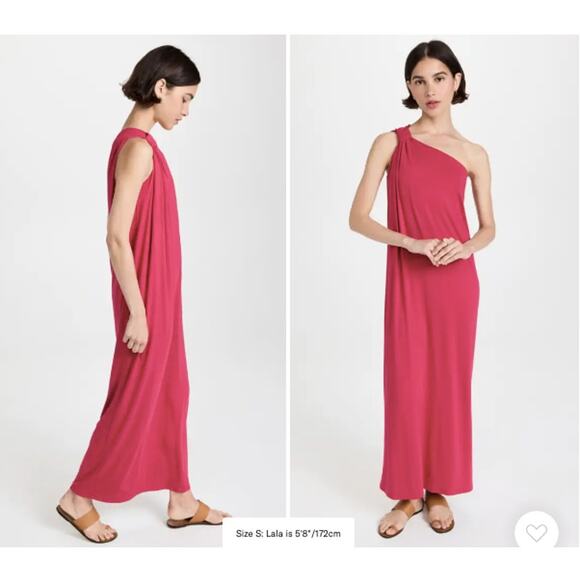 ENZA COSTA NWT Luxe Knit One Shoulder Pink Maxi Dress // S - Picture 1 of 10